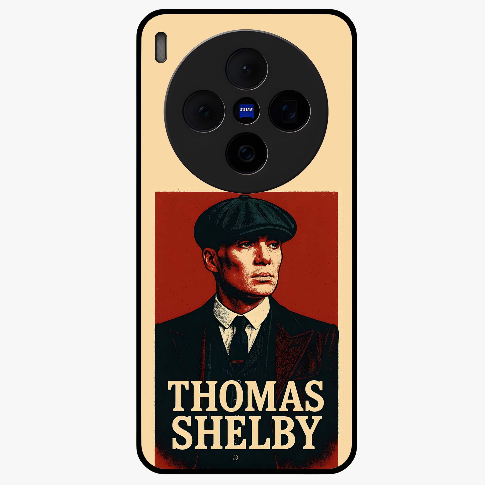 Vintage Mafia Authority Glass Case showing flat back view with bold vintage mafia inspired artwork and glossy glass finish.