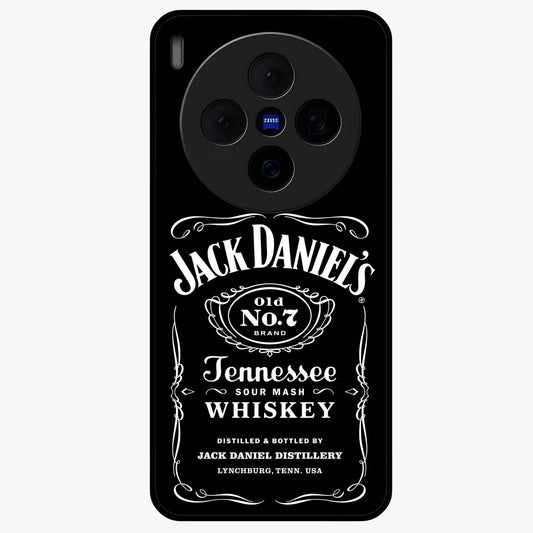Vintage Whiskey Heritage Glass Case showing flat back view with classic whiskey inspired artwork and glossy glass finish.