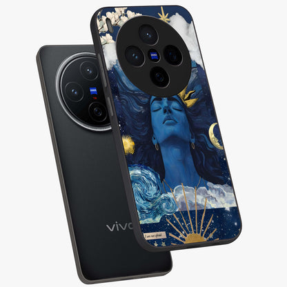 Aesthetic Lord Shiva Glass Case displayed in angled mockup highlighting spiritual Shiva illustration and sacred aesthetic design.