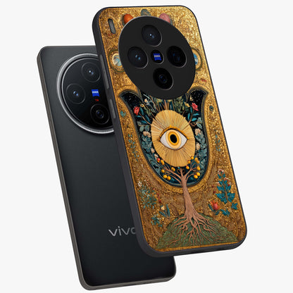 Ethereal Evil Eye Glass Case displayed in angled mockup highlighting protective evil eye symbol with spiritual aesthetic design.