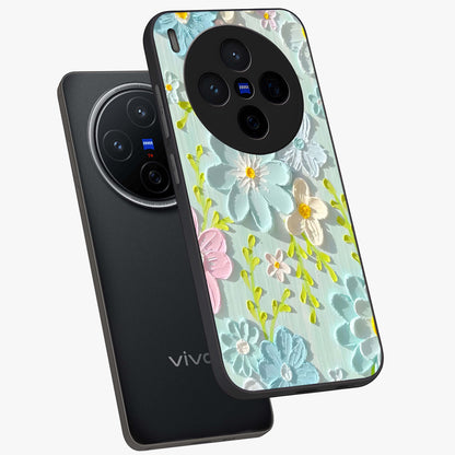 Frosted Petal Garden Glass Case displayed in angled mockup highlighting delicate flower petal design with calm garden aesthetic.