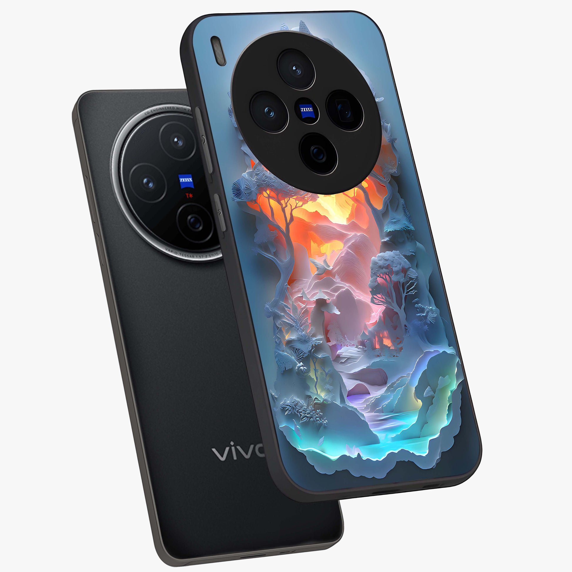 Glow Forest Portal Glass Case displayed in angled mockup highlighting mystical forest design with magical glowing aesthetic.