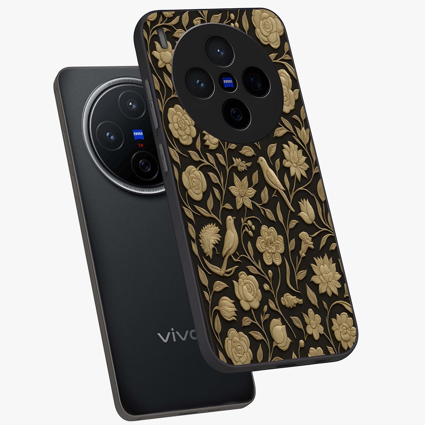 Golden Evil Eye Mandala Glass Case displayed in angled mockup highlighting protective evil eye symbol with golden mandala design.