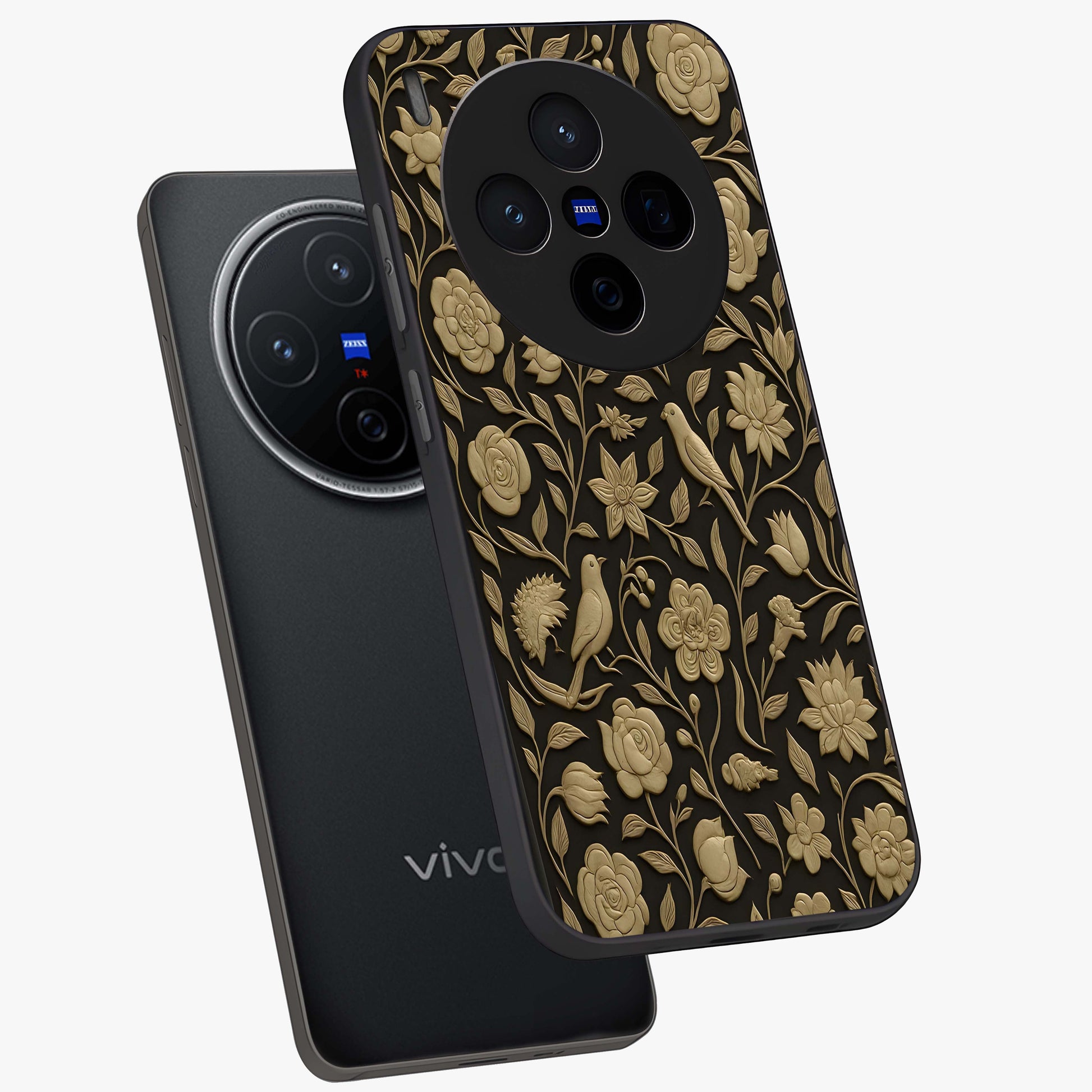 Golden Evil Eye Mandala Glass Case displayed in angled mockup highlighting protective evil eye symbol with golden mandala design.