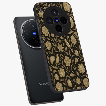 Golden Evil Eye Mandala Glass Case displayed in angled mockup highlighting protective evil eye symbol with golden mandala design.