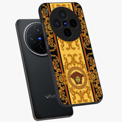 Golden Lotus Glow Glass Case displayed in angled mockup highlighting radiant lotus illustration with spiritual aesthetic.