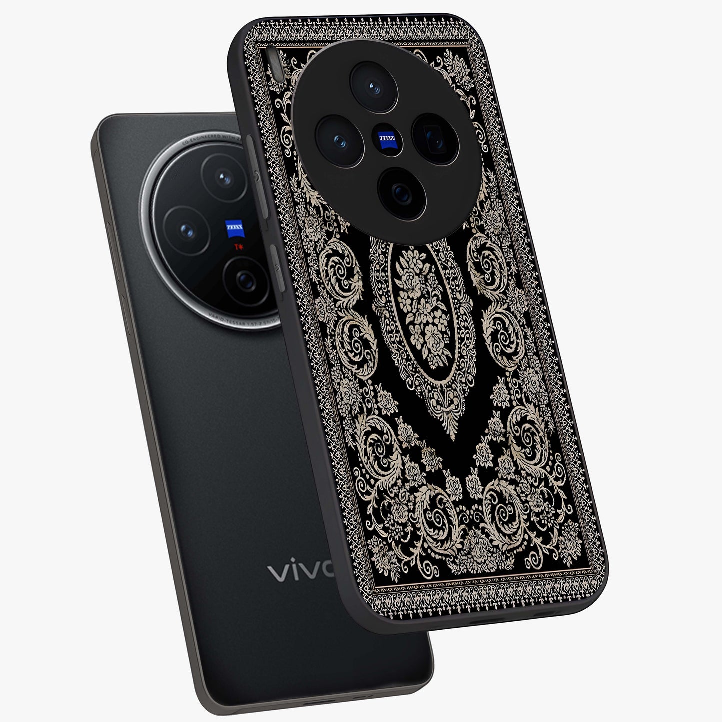 Noir Bloom Elegance Glass Case displayed in angled mockup highlighting refined flower design with stylish noir aesthetic.