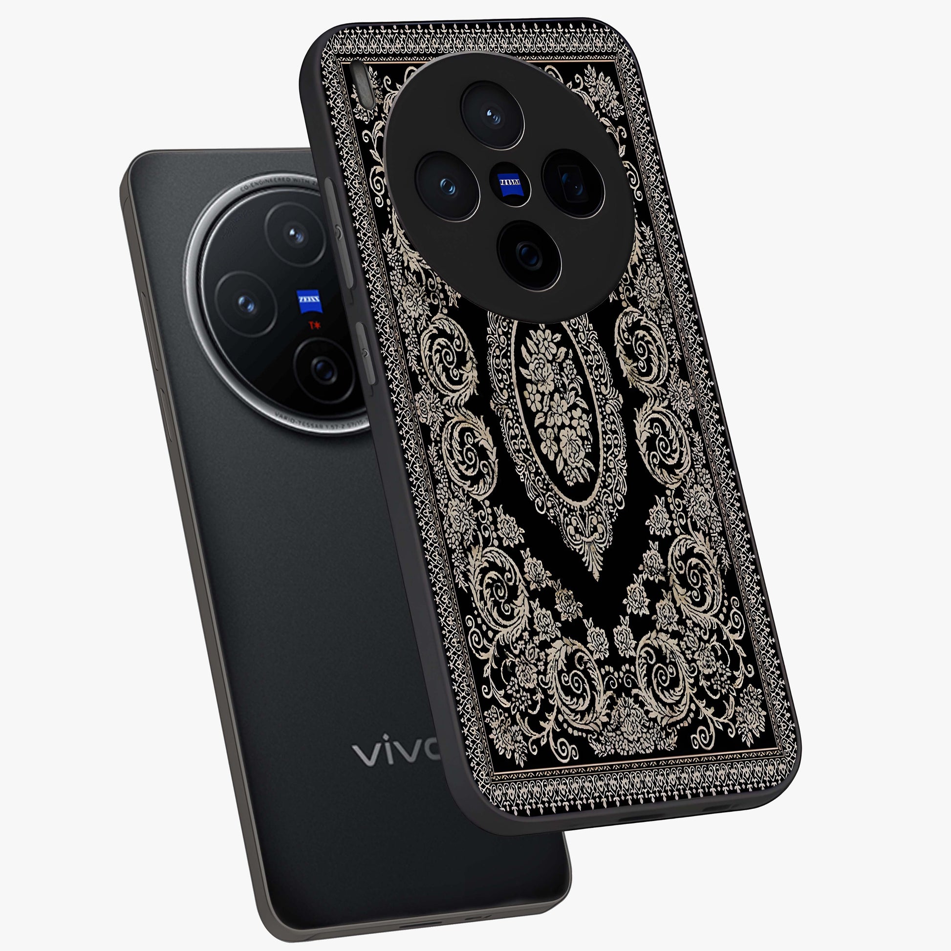 Noir Bloom Elegance Glass Case displayed in angled mockup highlighting refined flower design with stylish noir aesthetic.
