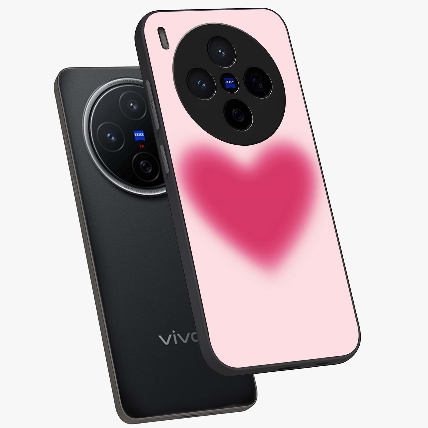 Pink Aura Heart Glass Case displayed in angled mockup highlighting vibrant pink heart design with dreamy aura aesthetic.