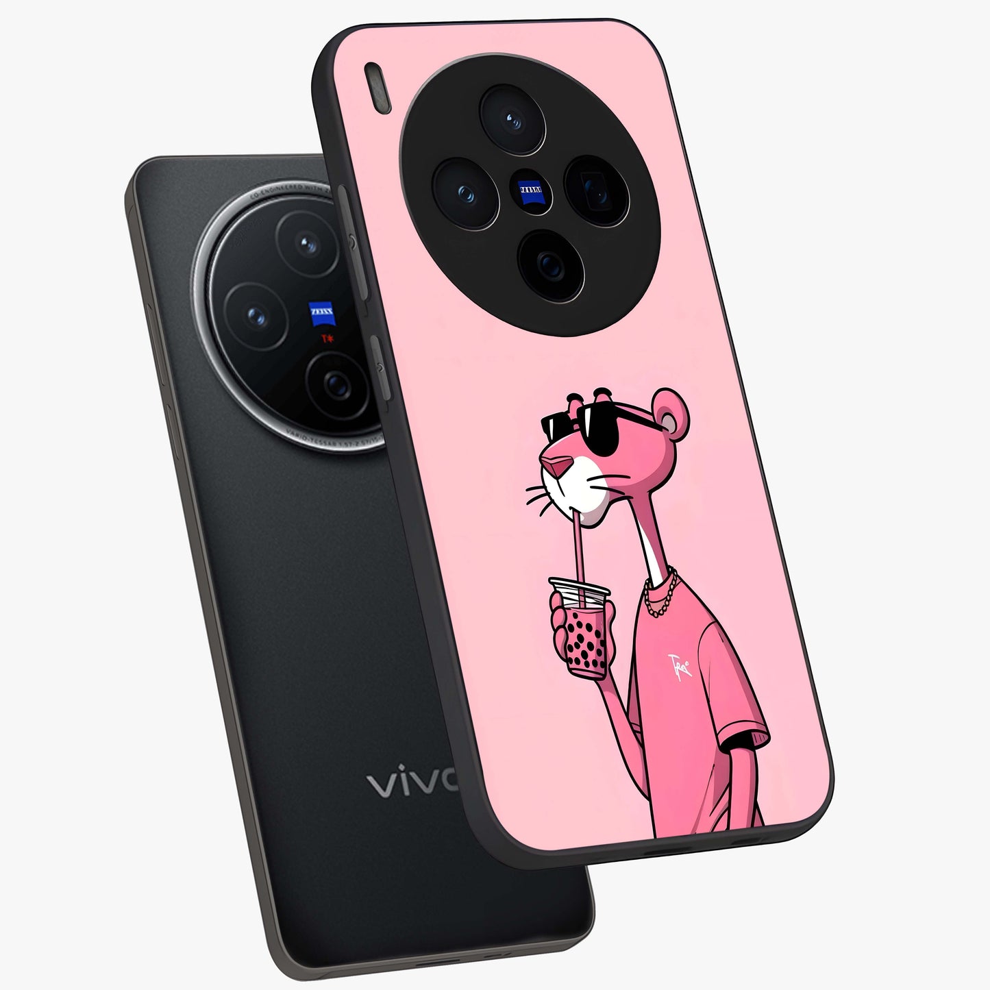 Pink Panther Glass Case displayed in angled mockup highlighting playful cartoon character design with vibrant pink aesthetic.