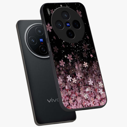 Small Starry Flowers Glass Case displayed in angled mockup highlighting tiny flower pattern with celestial aesthetic style.