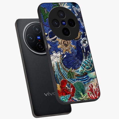 Universe Underwater Spark Glass Case displayed in angled mockup highlighting glowing aquatic design with celestial aesthetic.