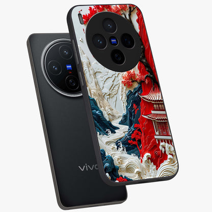 Whispers Of Sakura Waves Glass Case displayed in angled mockup highlighting flowing sakura design with soft floral aesthetic.