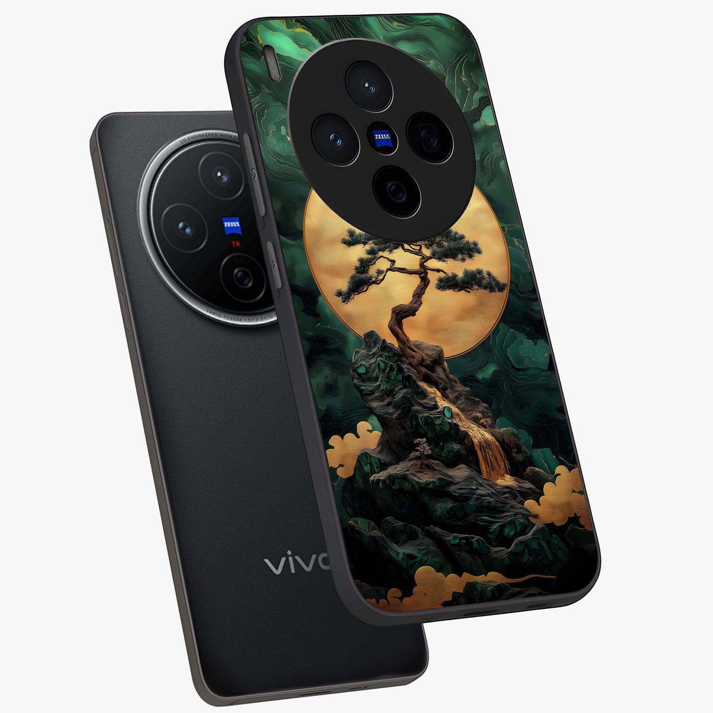Zen Moon Rise Glass Case displayed in angled mockup highlighting peaceful lunar design with zen aesthetic style.