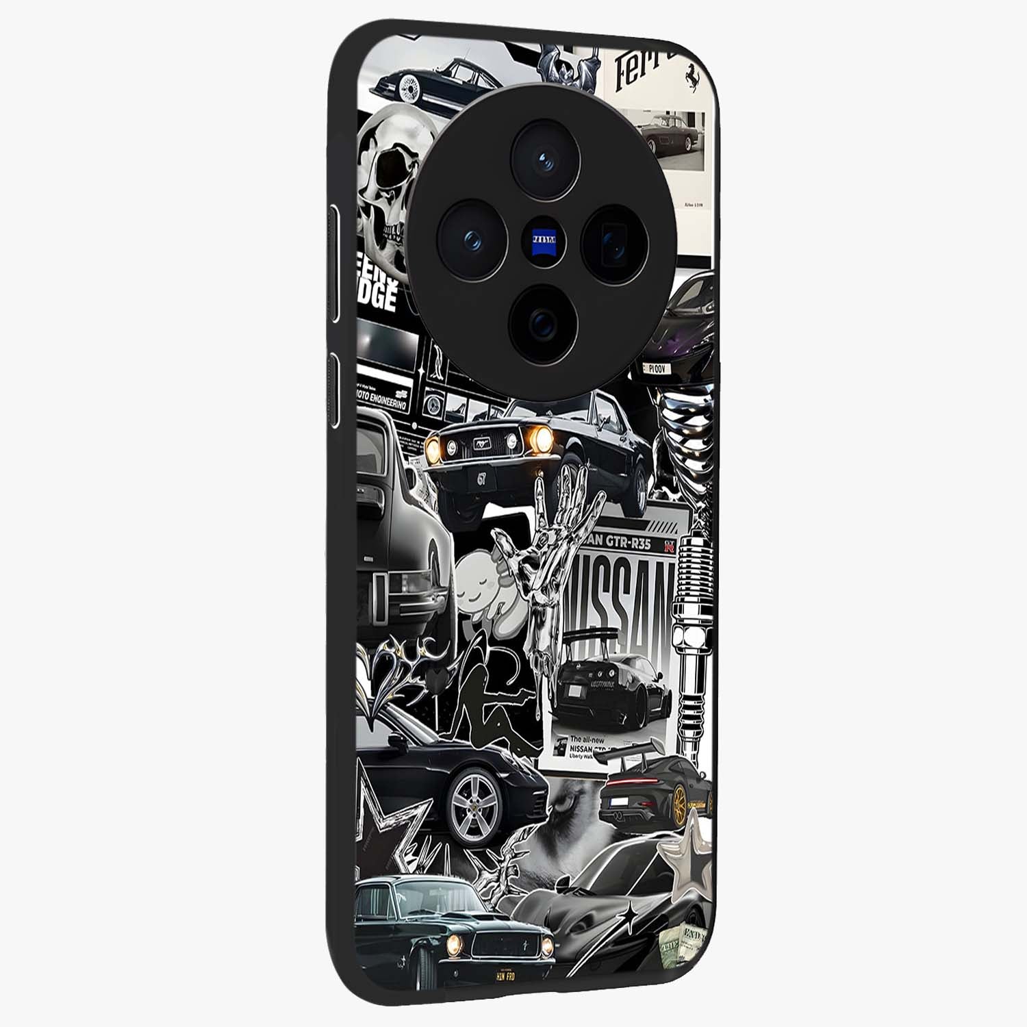 Aesthetic Dark Love Glass Case upright view showcasing dramatic romantic artwork with modern aesthetic style.