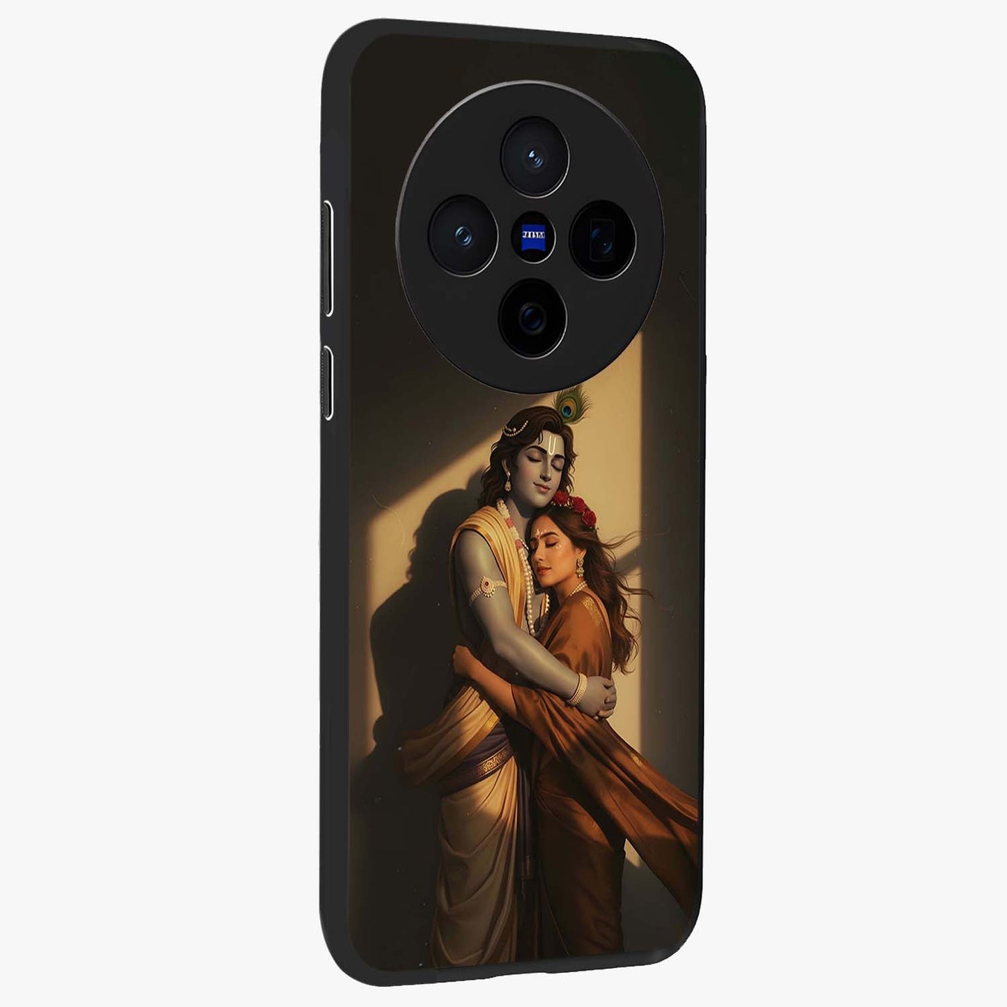 Divine Eternal Love Glass Case upright view showcasing graceful spiritual artwork with eternal love theme.