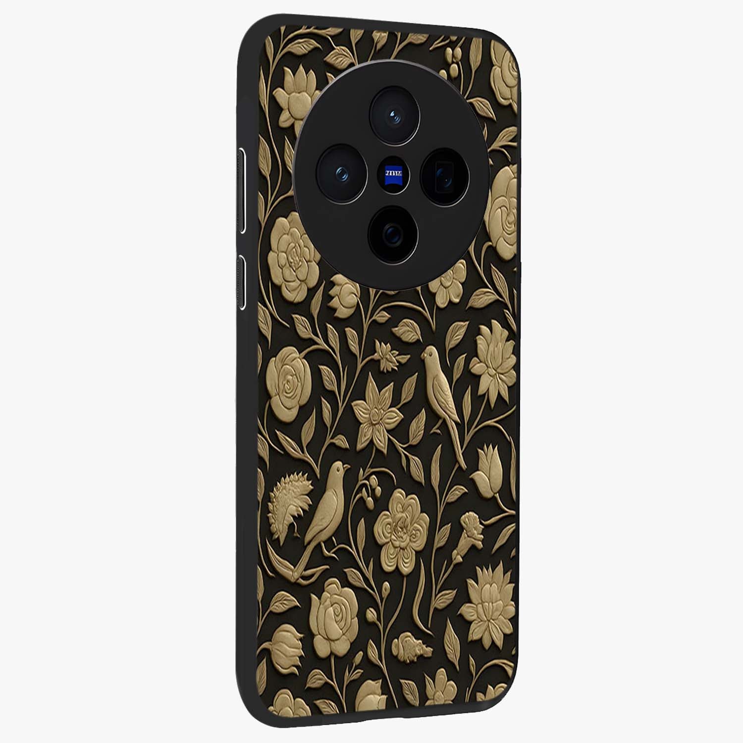 Golden Evil Eye Mandala Glass Case upright view showcasing decorative evil eye mandala artwork with spiritual aesthetic style.