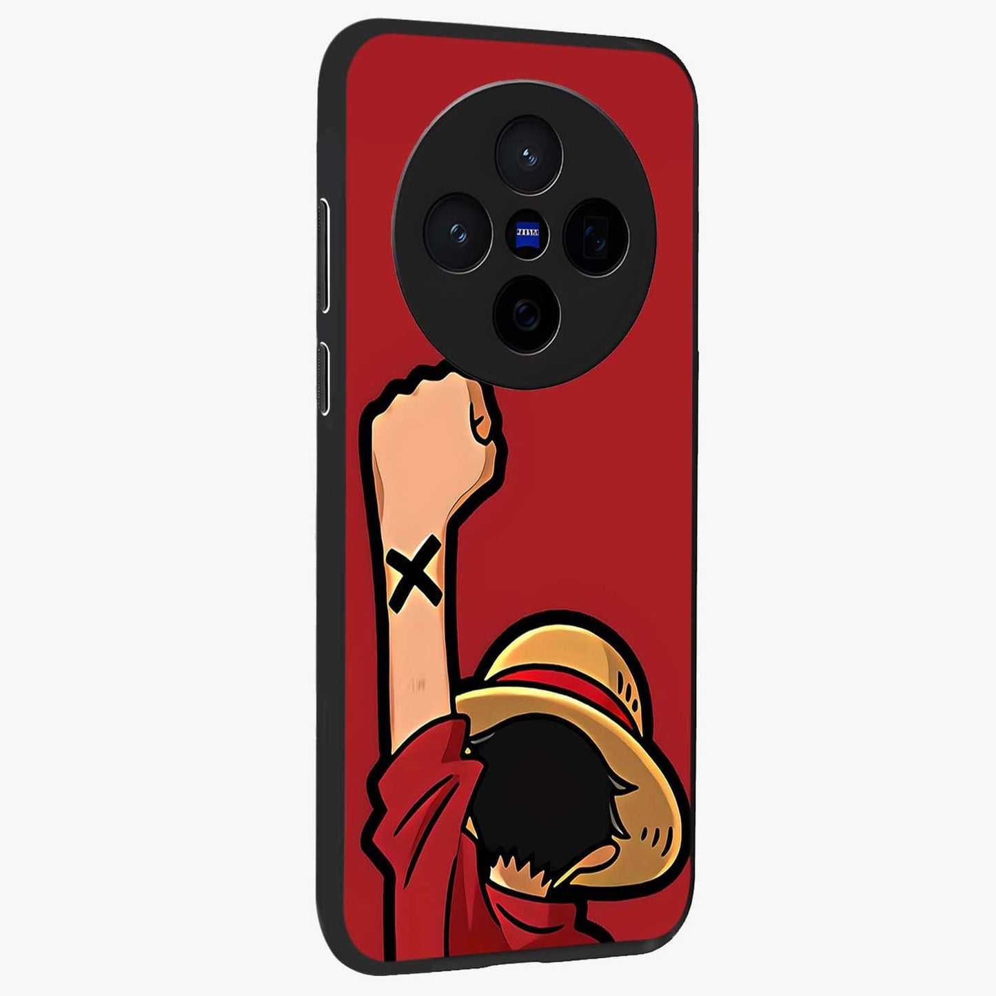 Luffy X Spirit Glass Case upright view showcasing striking anime artwork with adventurous character theme.