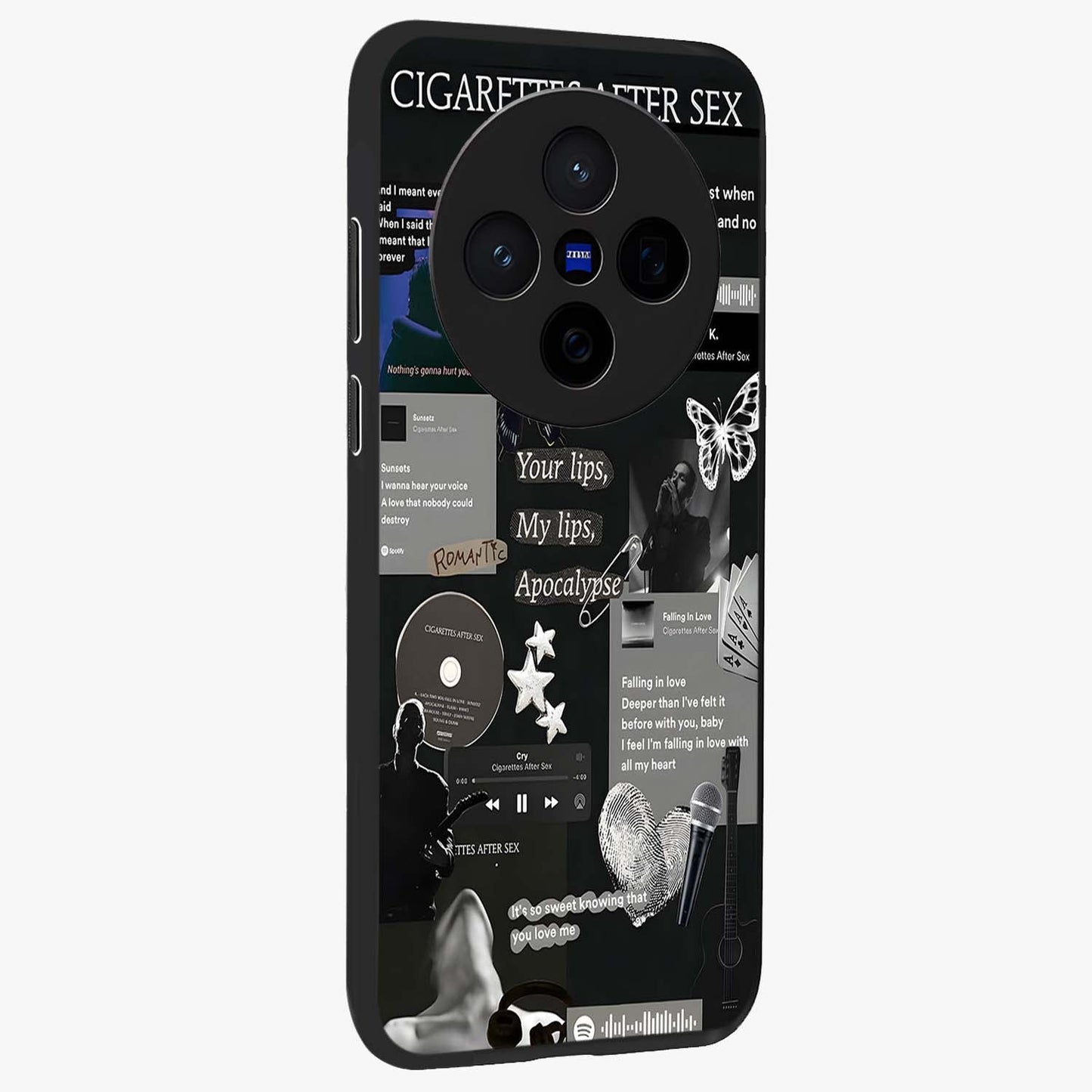 Midnight Love Echo Glass Case upright view showcasing expressive romantic artwork with dreamy midnight theme.