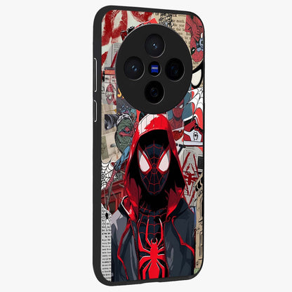 Spider Collage Street Glass Case upright view showcasing bold superhero artwork with urban street theme.