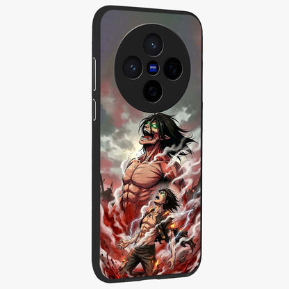 Titan Awakening Fury Glass Case upright view showcasing intense titan artwork with epic fantasy theme.
