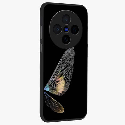 Whispers Of Wings Glass Case upright view showcasing elegant wing artwork with light airy theme.