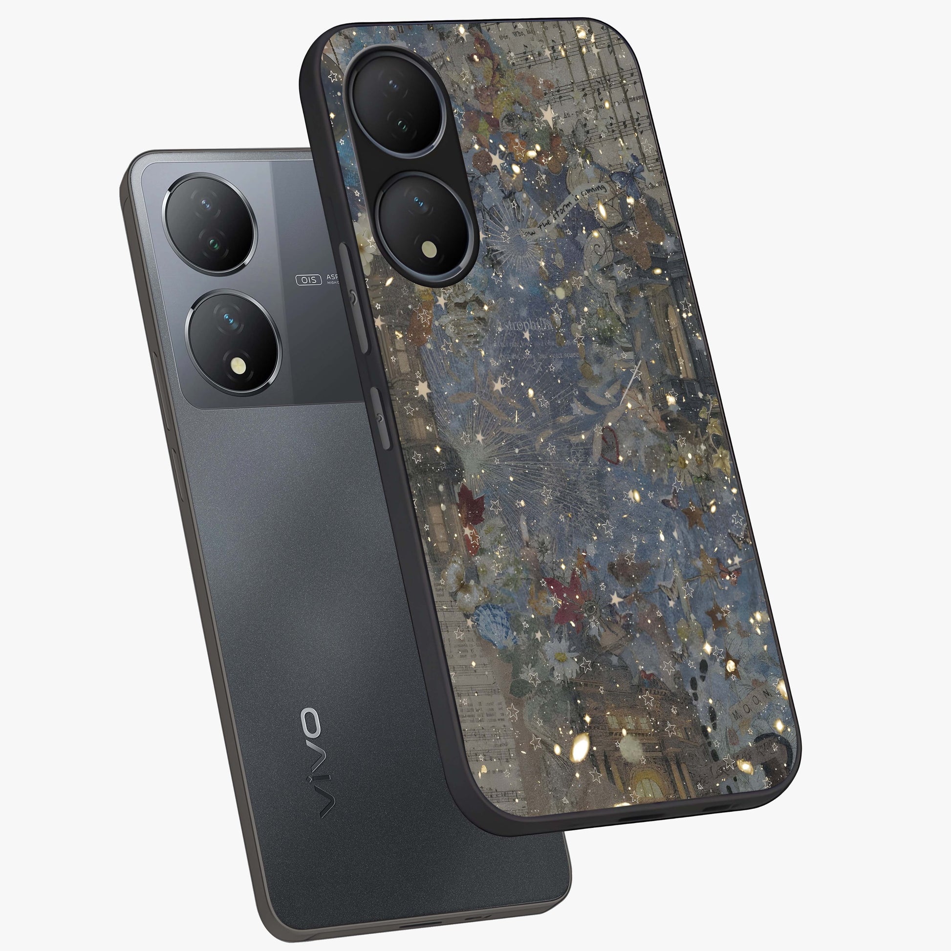 Aesthetic Astrolophia Glass Case displayed in angled mockup highlighting artistic aesthetic elements and smooth glass surface.