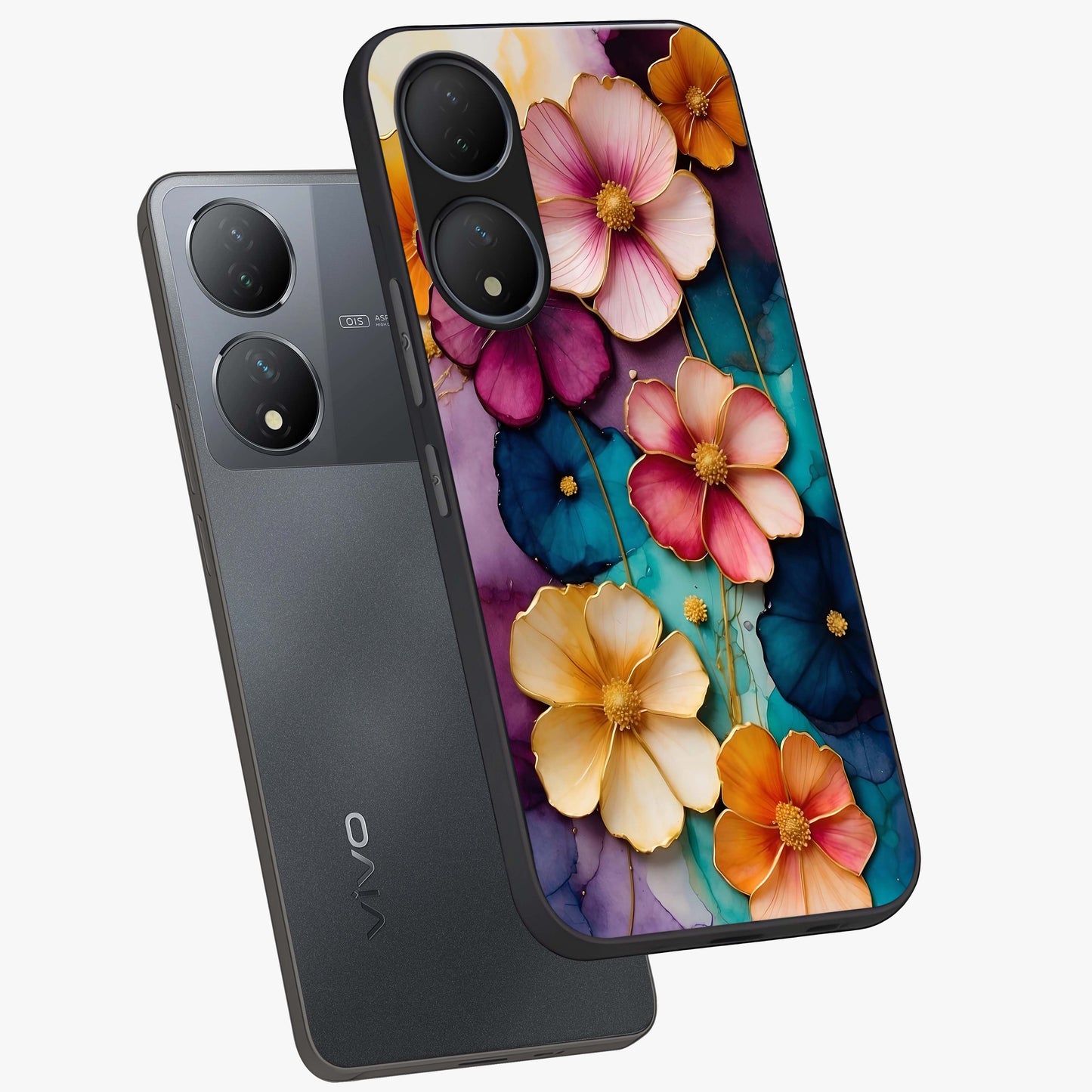 Artlyn Grace Flower Pattern Glass Case displayed in angled mockup highlighting delicate flower pattern design and smooth glass surface.