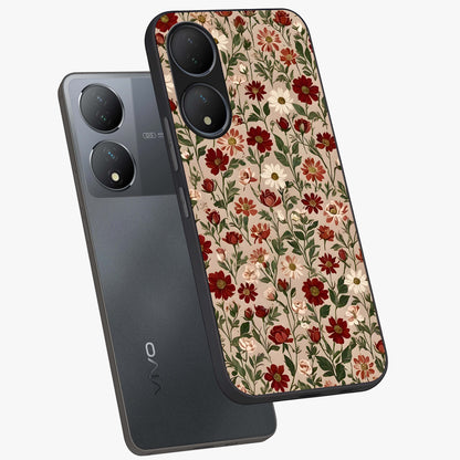 Biege Flower With Leaf Glass Case displayed in angled mockup highlighting minimal floral leaf design and elegant aesthetic.