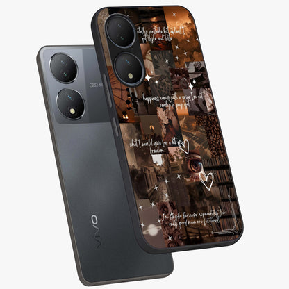 Bittersweet Aesthetic Chaos Glass Case displayed in angled mockup highlighting expressive abstract artwork and edgy aesthetic theme.