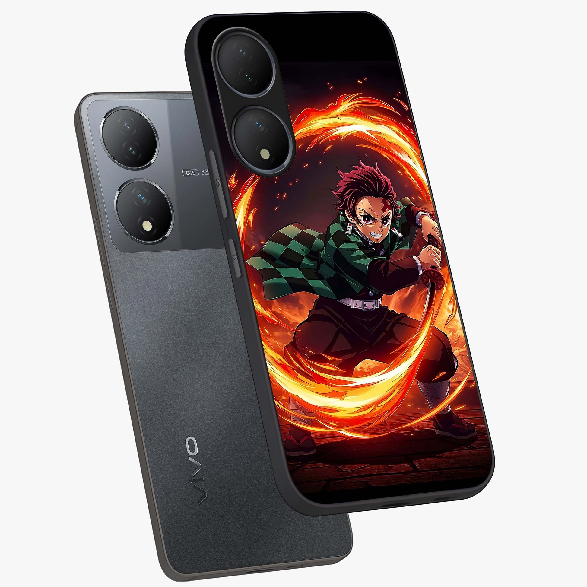 Blazing Sword Resolve Glass Case displayed in angled mockup highlighting powerful sword illustration and bold fantasy theme.