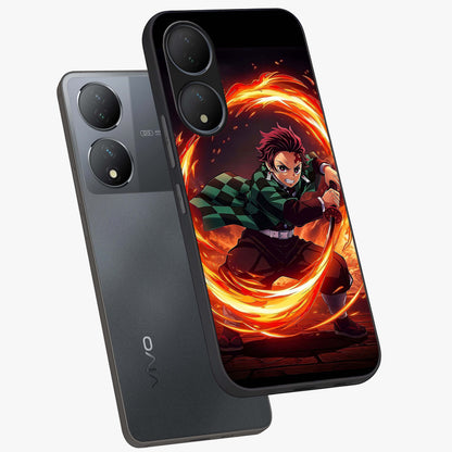 Blazing Sword Resolve Glass Case displayed in angled mockup highlighting powerful sword illustration and bold fantasy theme.