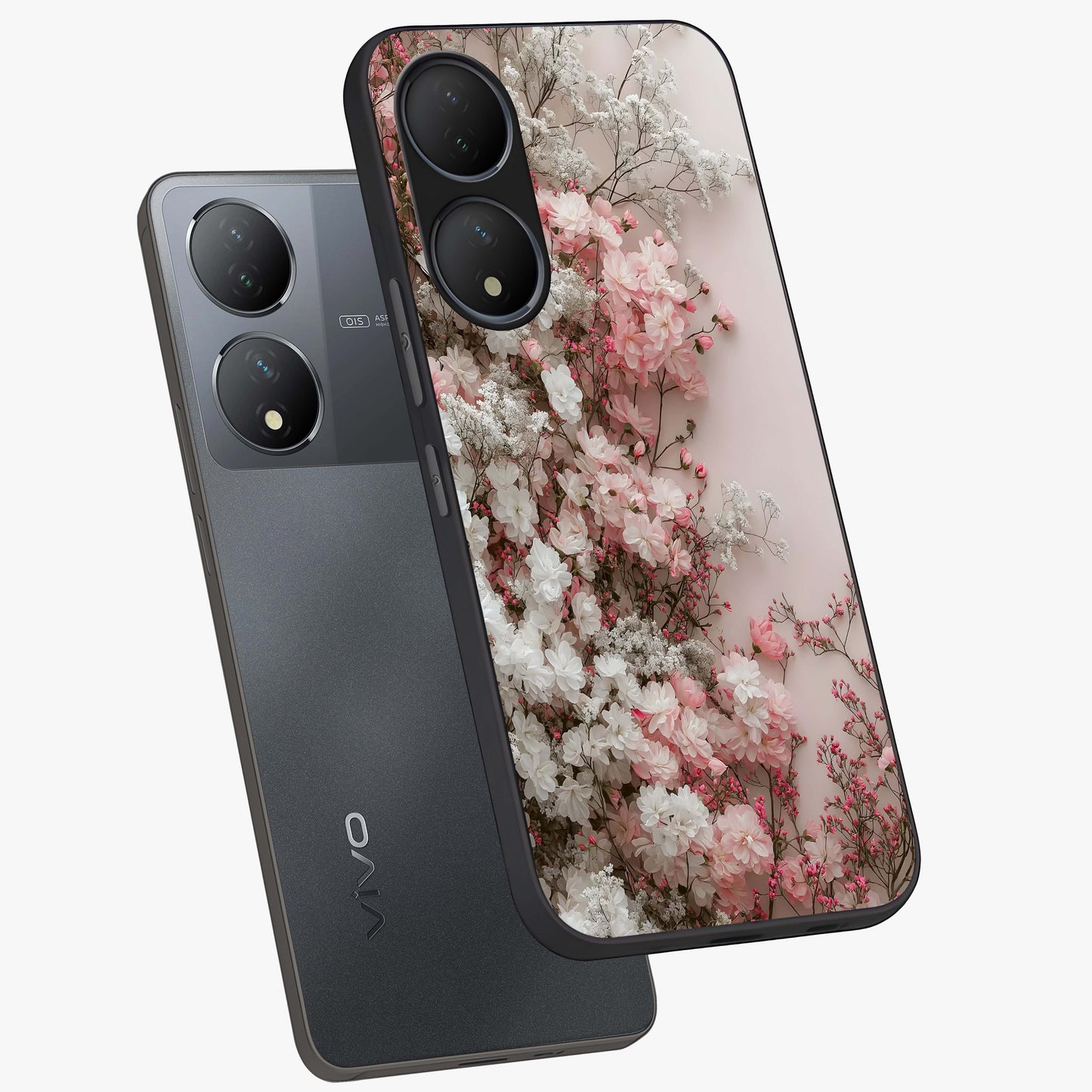 Blush Blossom Cloud Glass Case displayed in angled mockup highlighting soft cloud and blossom design with pastel aesthetic.