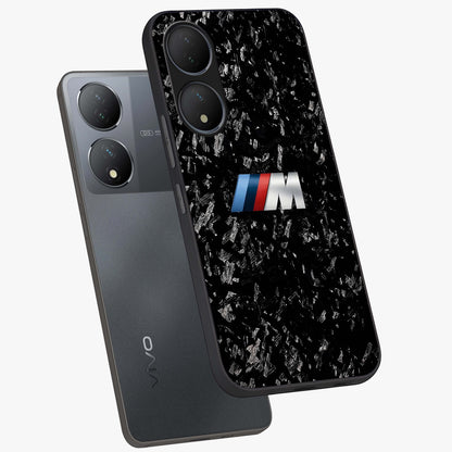 Carbon Speed Mark Glass Case displayed in angled mockup highlighting racing inspired carbon design and sleek aesthetic style.