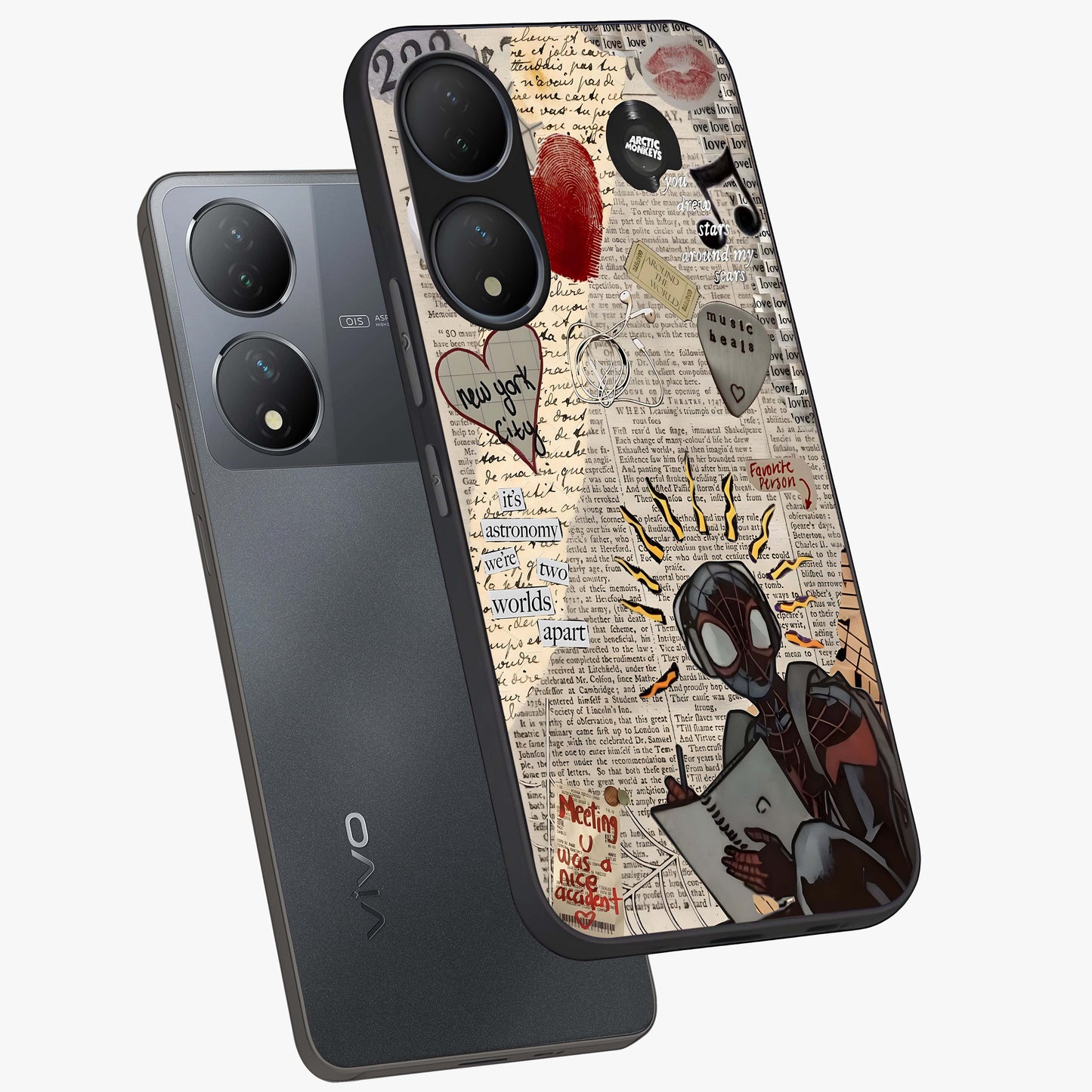 City Dream Sketch Glass Case displayed in angled mockup highlighting minimal city illustration with aesthetic sketch style.