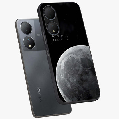 Cosmic Moon Glow Glass Case displayed in angled mockup highlighting celestial moon design with cosmic aesthetic theme.