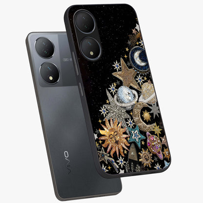 Cosmic Sparkle Dreams Glass Case displayed in angled mockup highlighting dreamy star sparkle design with celestial aesthetic.