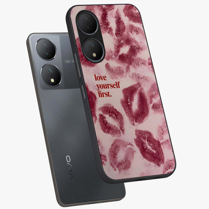 Crimson Kiss Love Glass Case displayed in angled mockup highlighting bold love inspired design with modern aesthetic style.