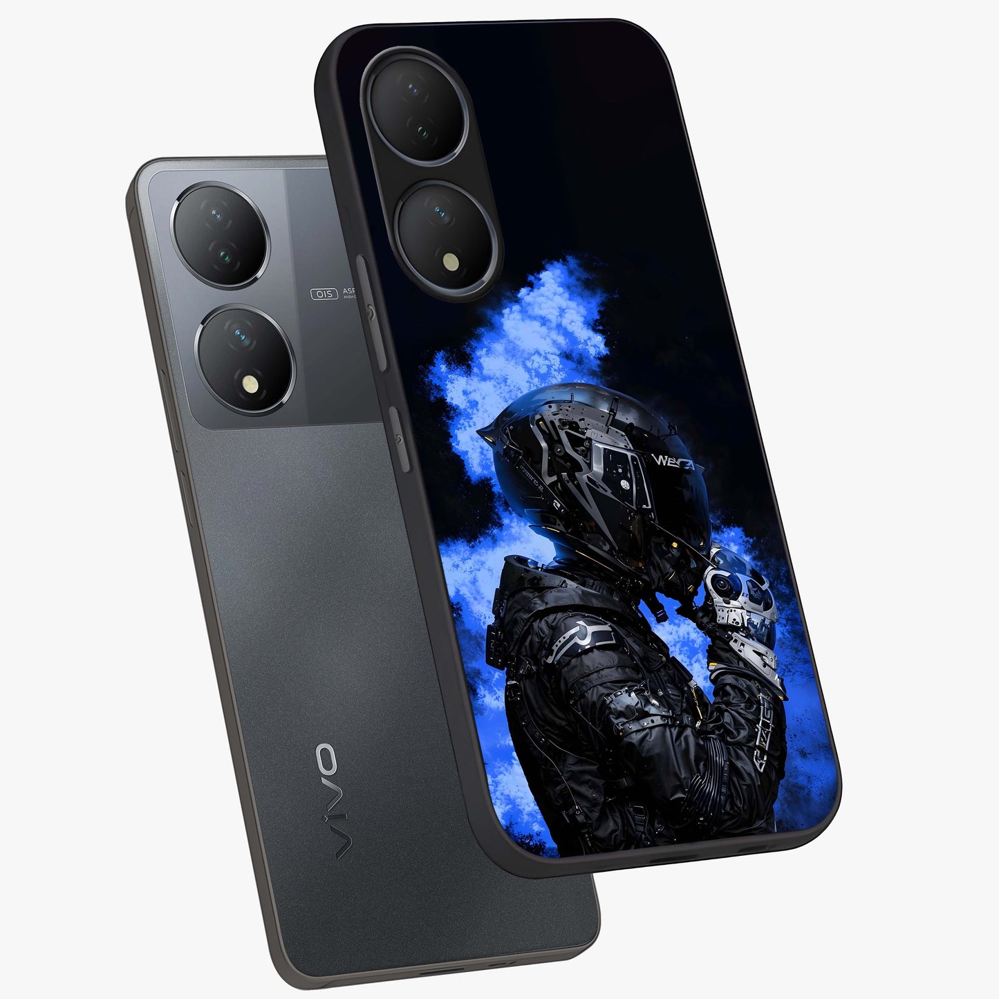 Cyber Sentinel Protocol Glass Case displayed in angled mockup highlighting digital cyber design with sci-fi aesthetic style.