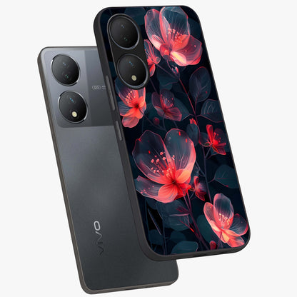 Dark Shade of Flower Glass Case displayed in angled mockup highlighting moody floral illustration with aesthetic dark tones.