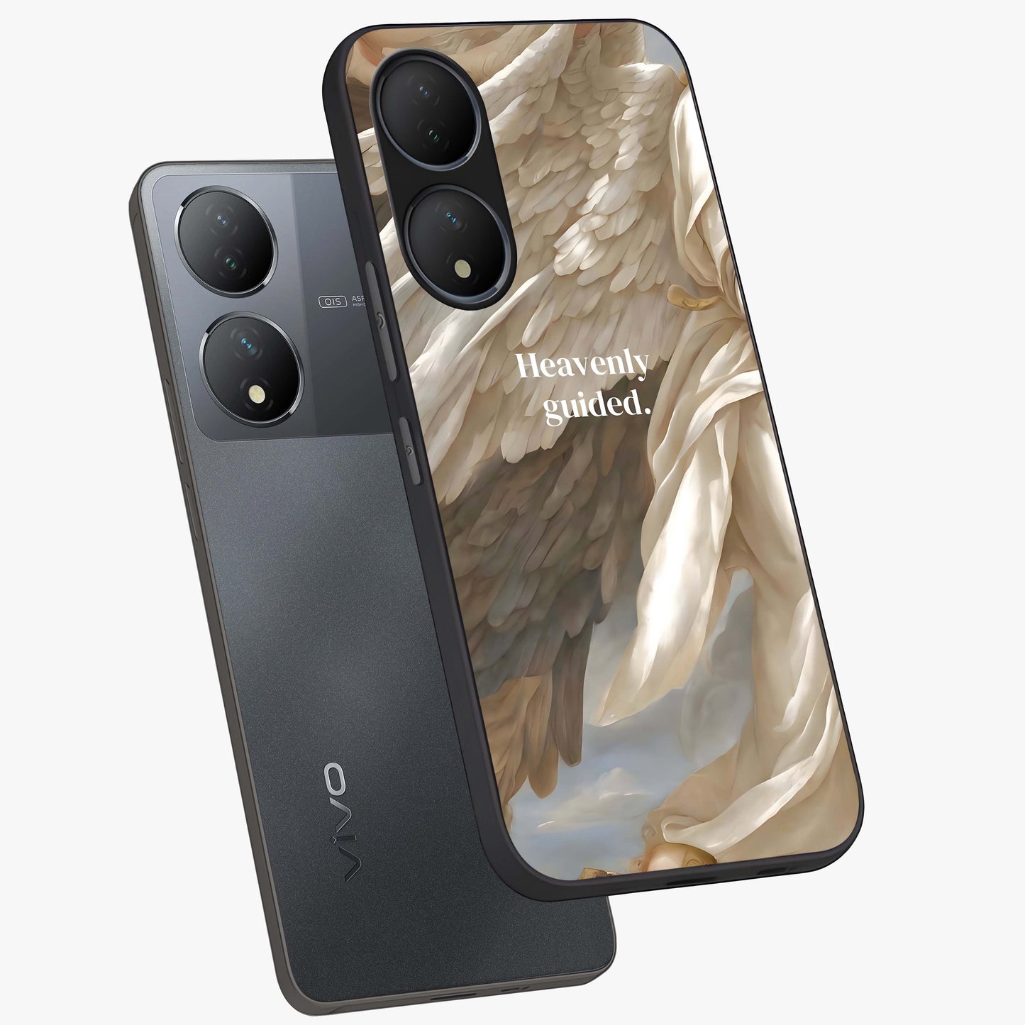 Divine Winged Grace Glass Case displayed in angled mockup highlighting graceful wing design with divine aesthetic style.