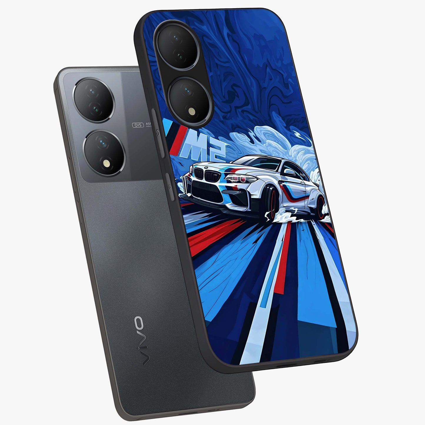 Drift Power Rush Glass Case displayed in angled mockup highlighting powerful drift car design with sporty aesthetic style.