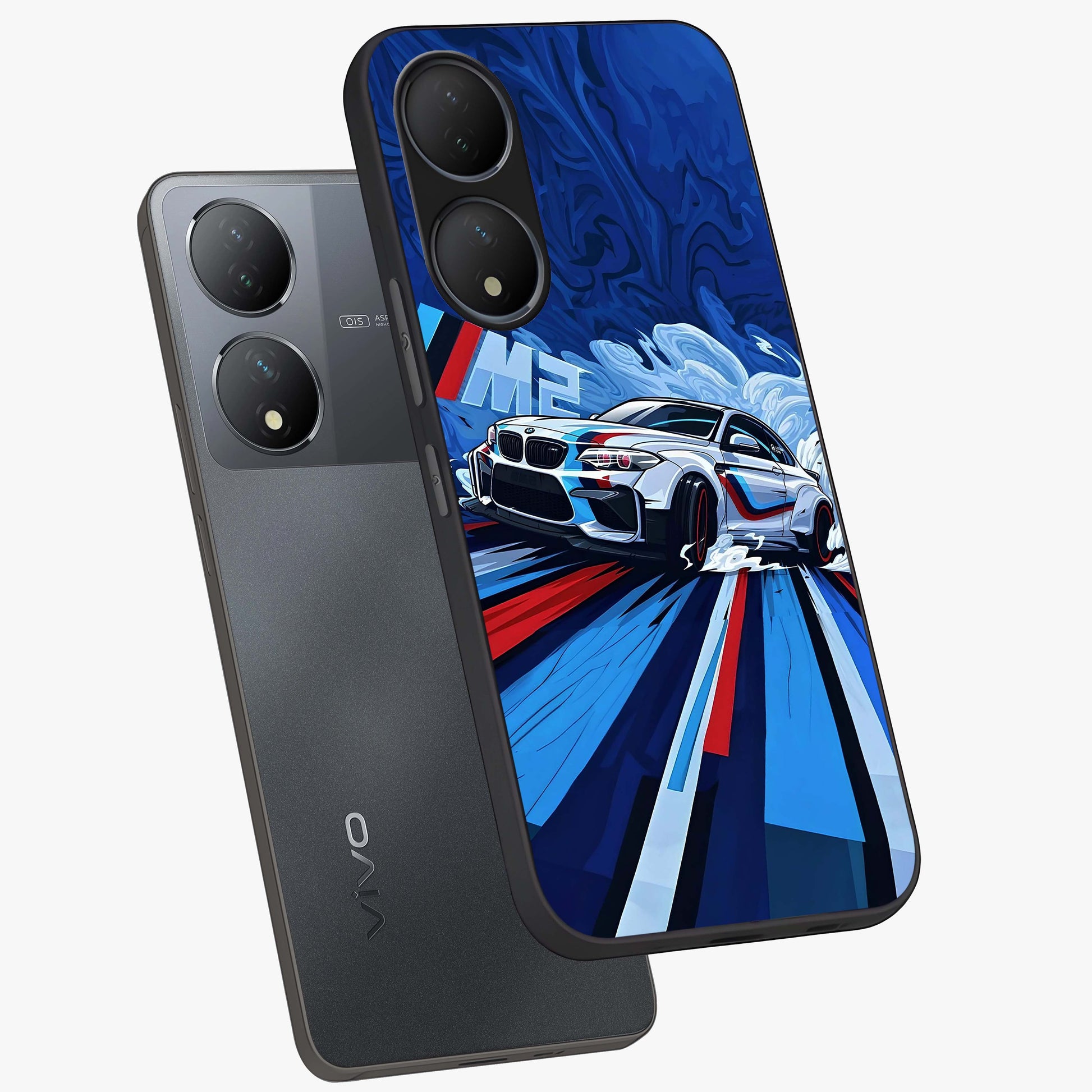 Drift Power Rush Glass Case displayed in angled mockup highlighting powerful drift car design with sporty aesthetic style.