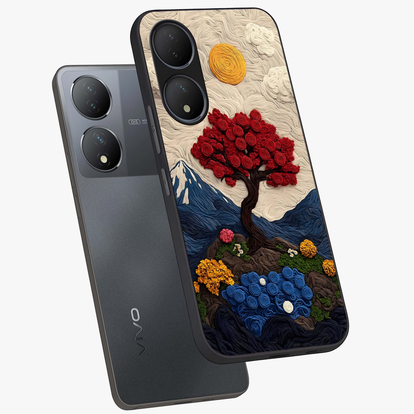 Eternal Nature Tapestry Glass Case displayed in angled mockup highlighting detailed botanical pattern with artistic aesthetic.