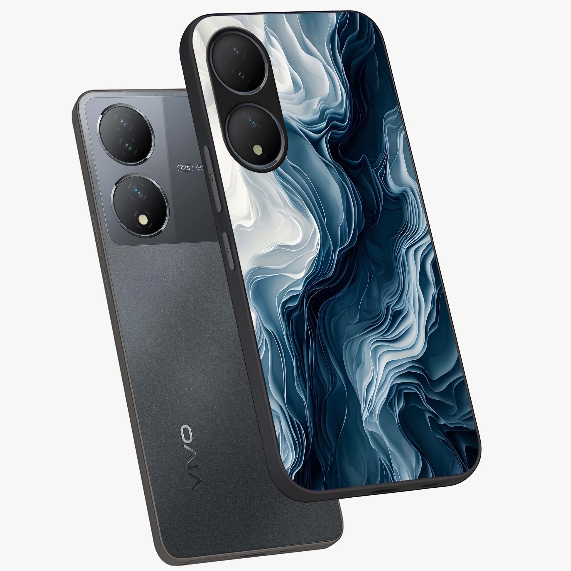 Ethereal Paper Marble Glass Case displayed in angled mockup highlighting elegant marble pattern with modern aesthetic style.