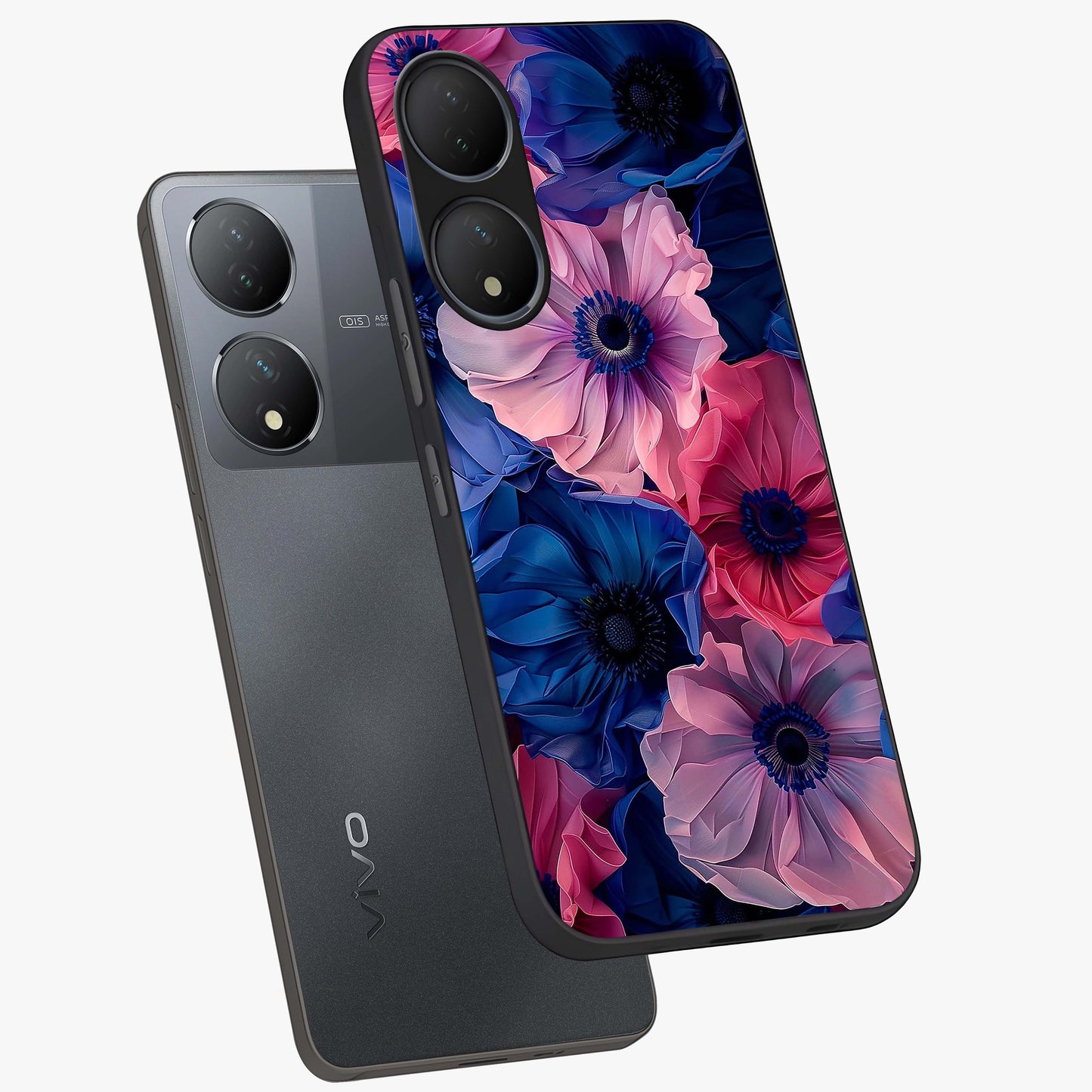 Flower Paper Art Pattern Glass Case displayed in angled mockup highlighting layered paper flower design with artistic aesthetic.