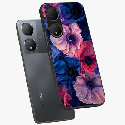 Flower Paper Art Pattern Glass Case displayed in angled mockup highlighting layered paper flower design with artistic aesthetic.
