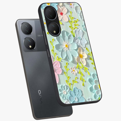 Frosted Petal Garden Glass Case displayed in angled mockup highlighting delicate flower petal design with calm garden aesthetic.