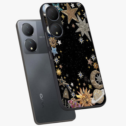 Galactic Jewel Stars Glass Case displayed in angled mockup highlighting shining celestial star design with cosmic aesthetic style.