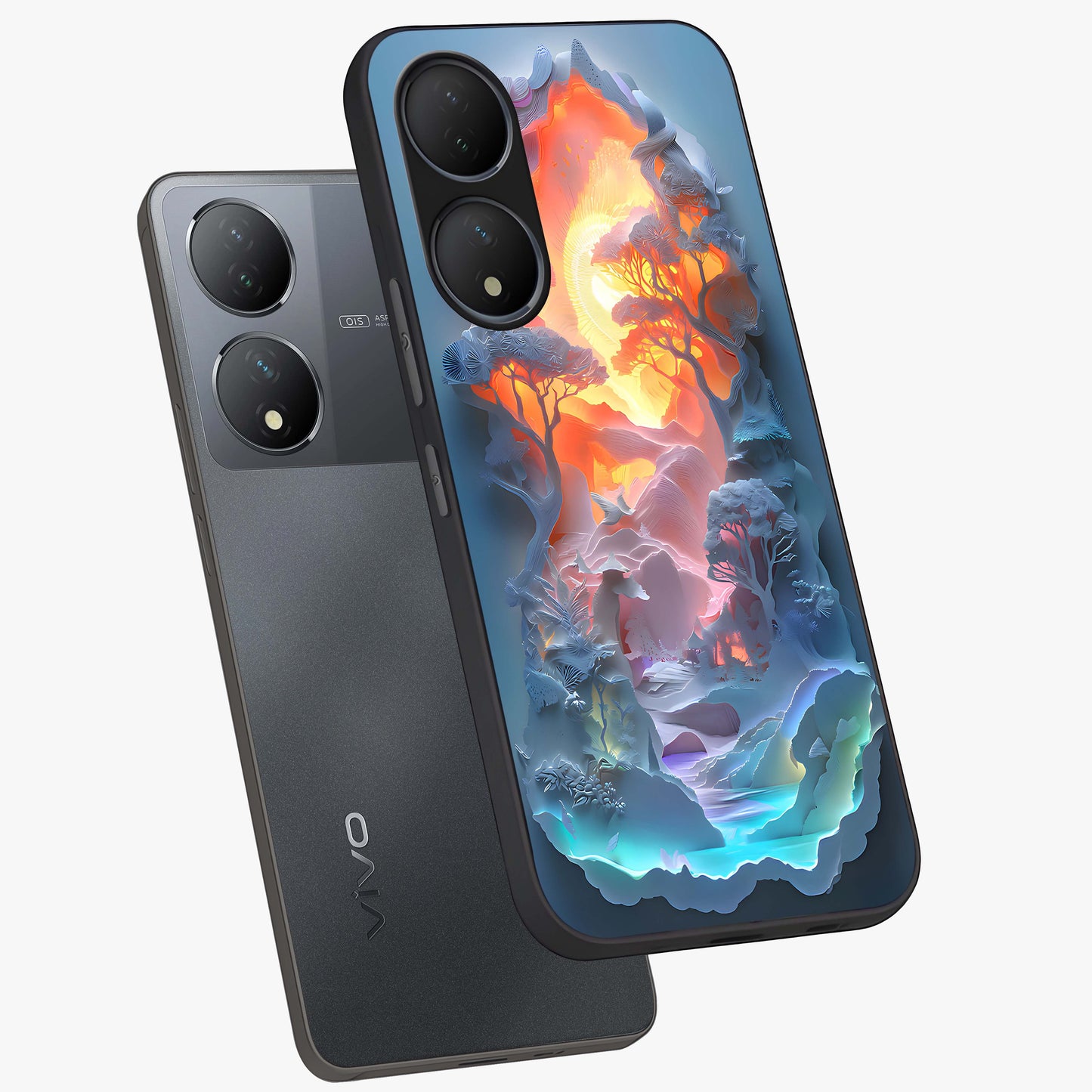Glow Forest Portal Glass Case displayed in angled mockup highlighting mystical forest design with magical glowing aesthetic.
